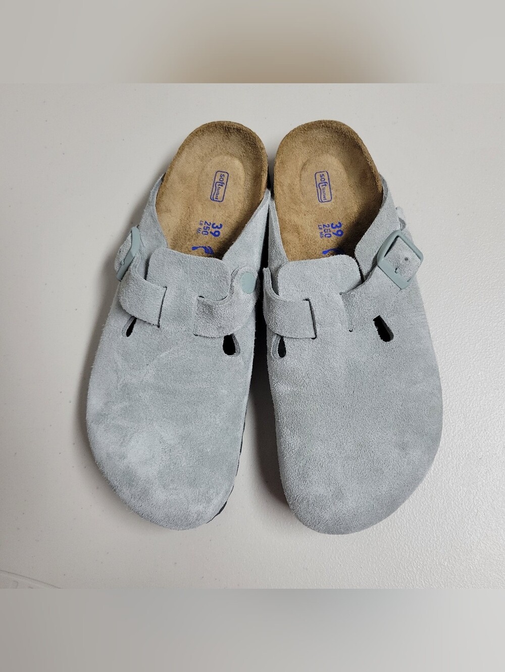 Birkenstock NWOT Boston Soft Footbed Grey Suede Clogs Size 39.